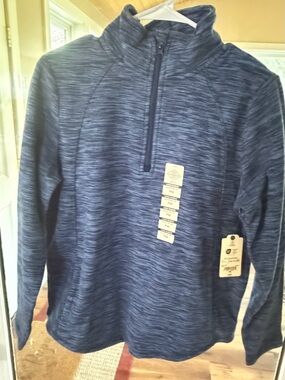 St. John's Bay Classic Quarter-Zip Pullover in Navy Blue Size MP